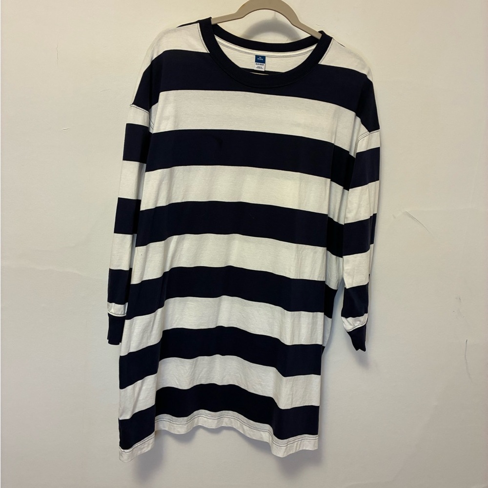Old Navy Dark Blue and White Striped Long Sleeve T-Shirt / Dress